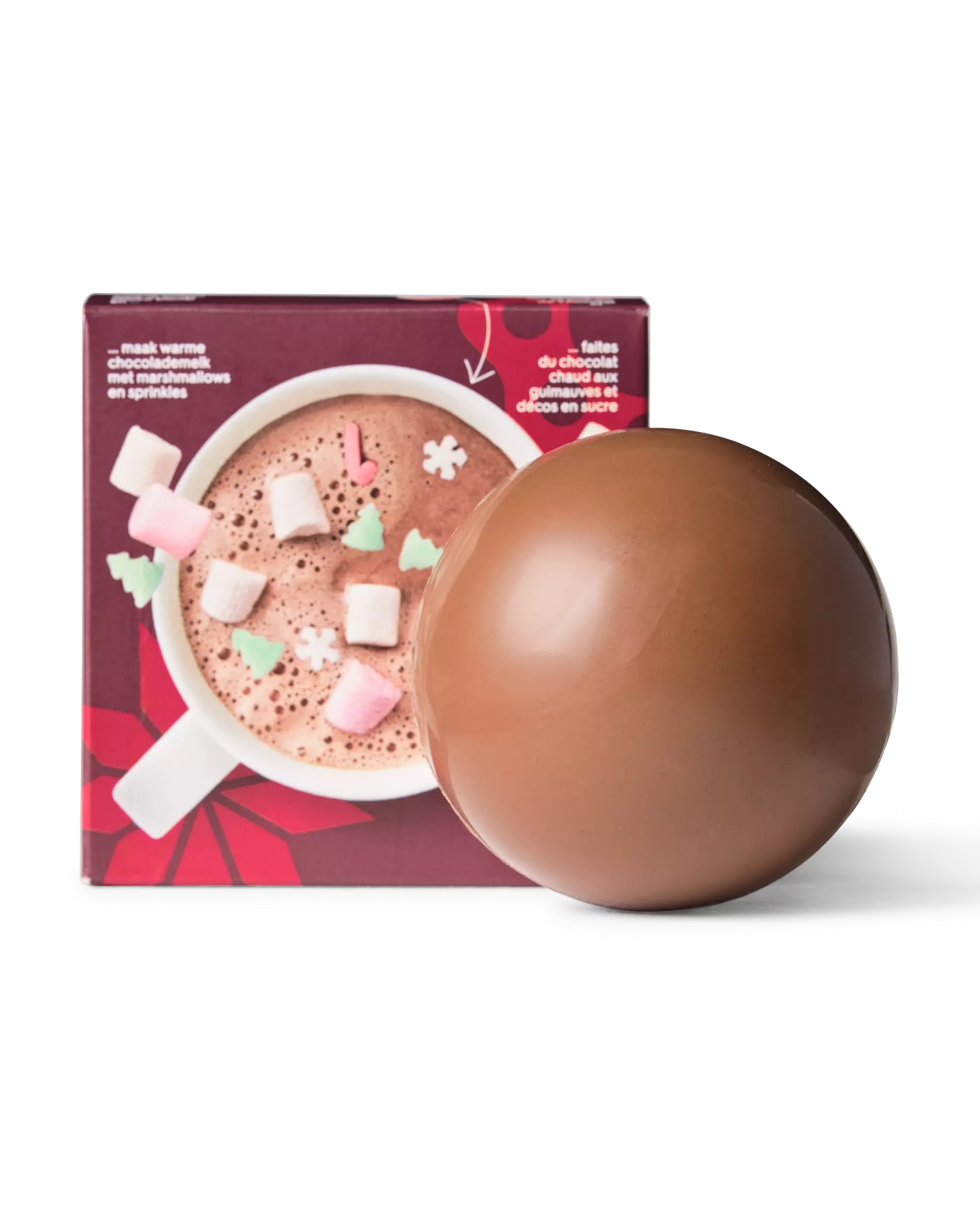bombe chocolat au lait avec guimauves et décorations en sucre Noël 45g