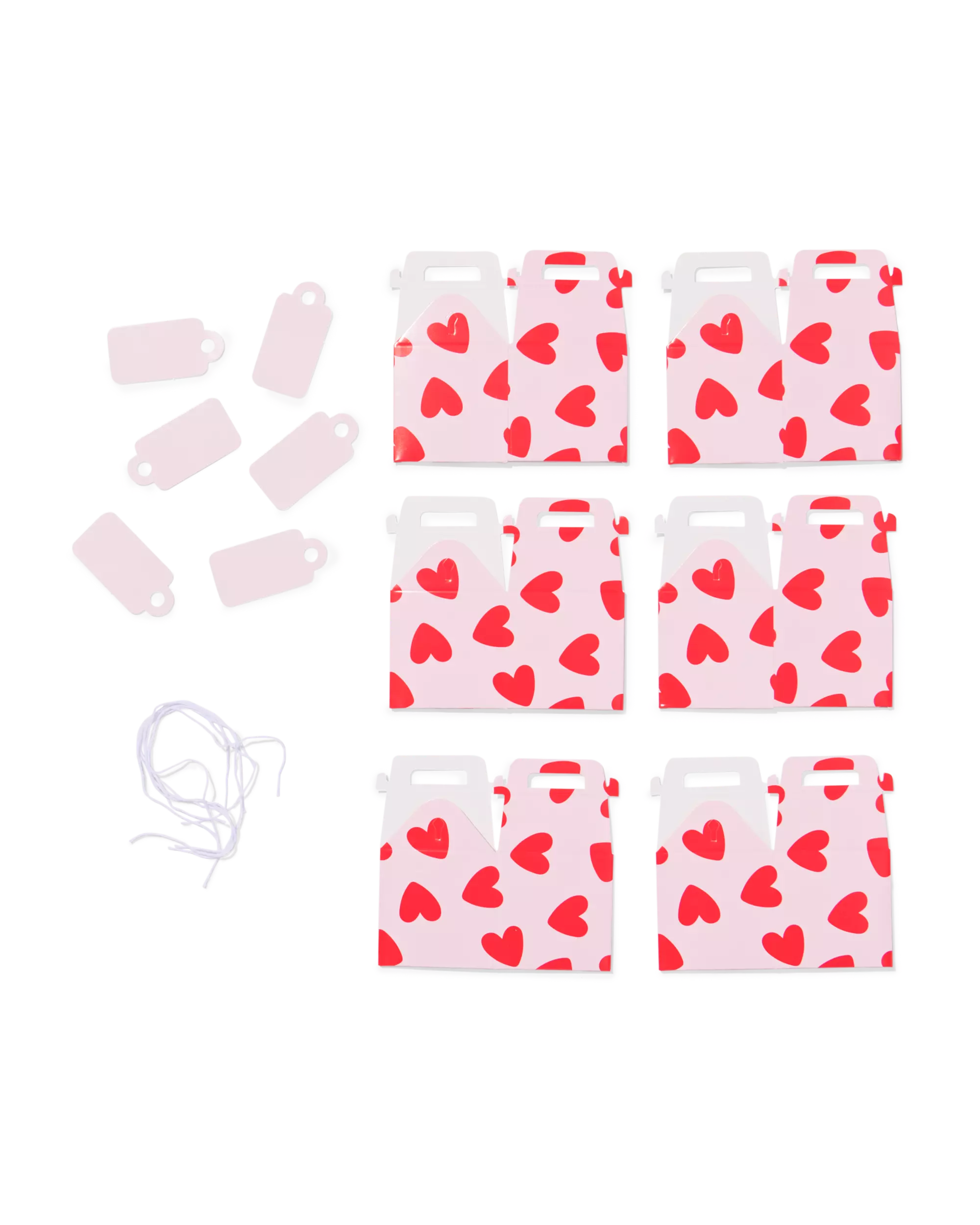 cadeaudoosjes 5x5x5cm hartjes - 6 stuks
