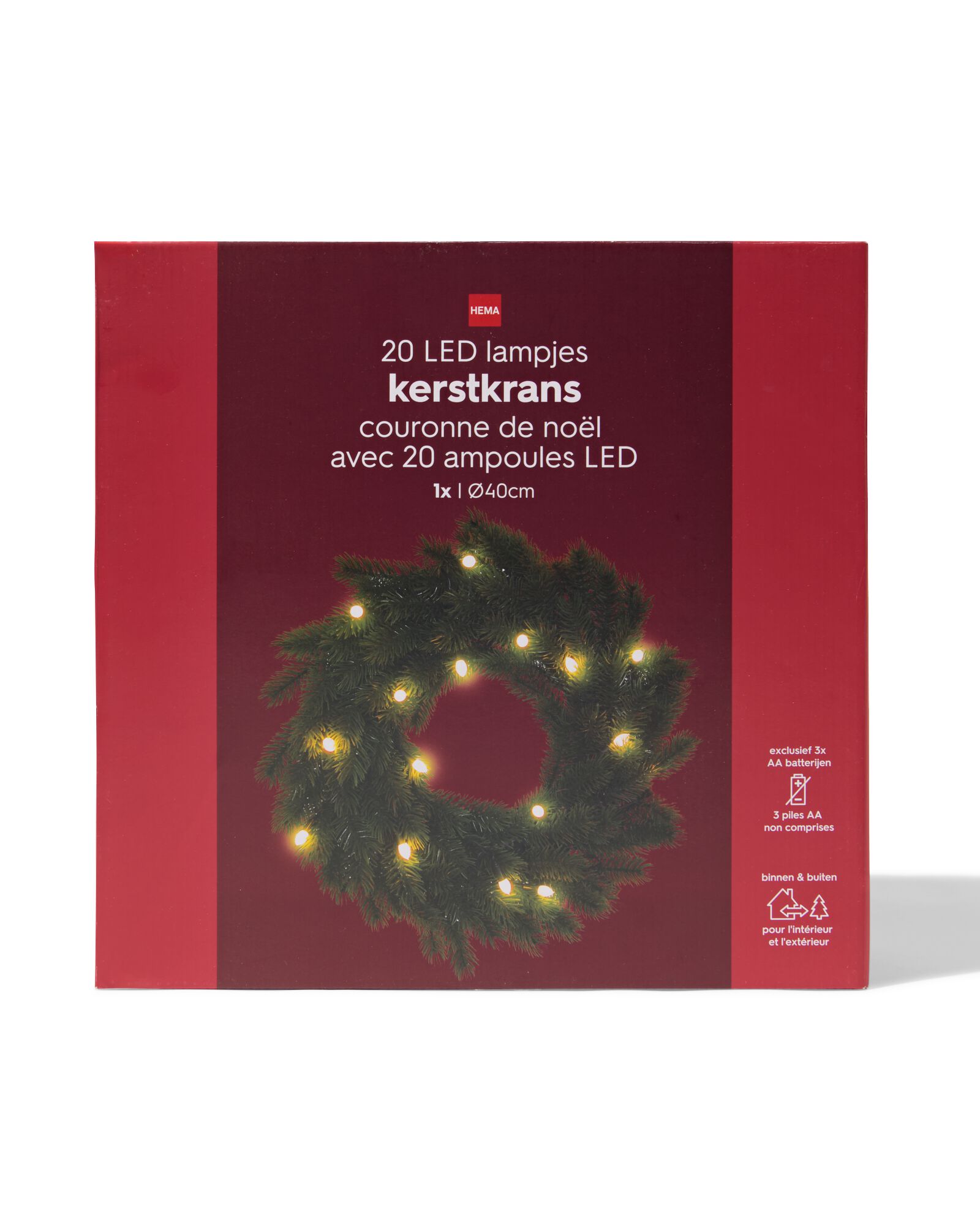 couronne no&euml;l ⌀40cm avec led - 25102012 - HEMA