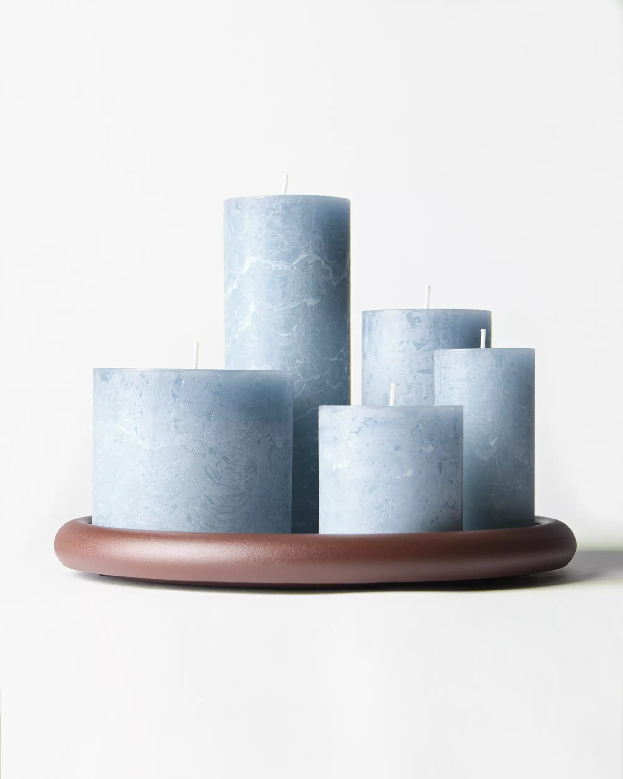 bougie rustique Ø5x11 cm bleu clair