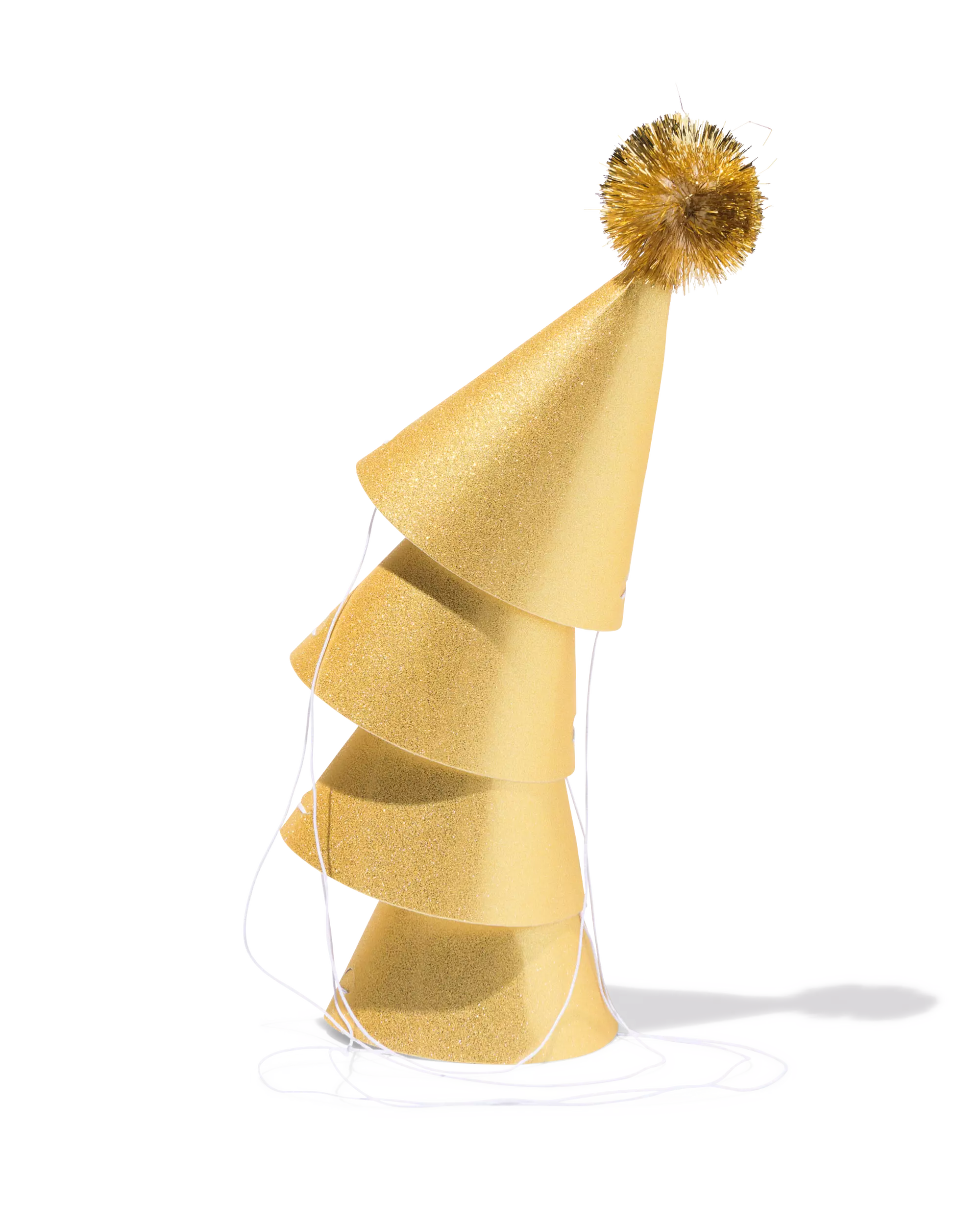 feesthoedjes pompon goud - 4 stuks