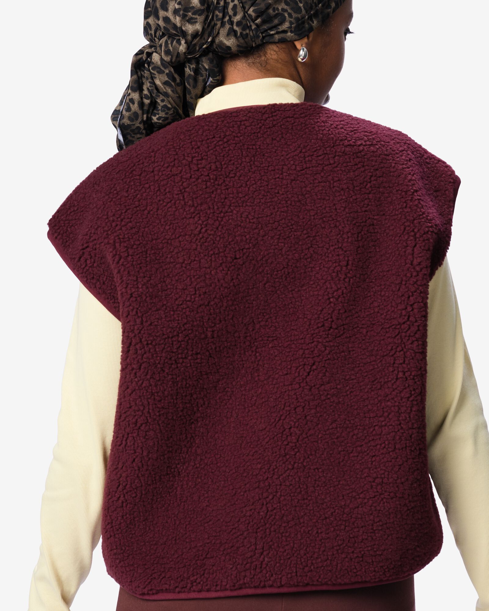 damesgilet teddy bordeauxrood bordeauxrood - 36215320BURGUNDYRED - HEMA