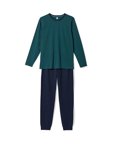 pyjama homme Jesse jersey rayures bleu fonc&eacute; - 23686660DARKBLUE - HEMA