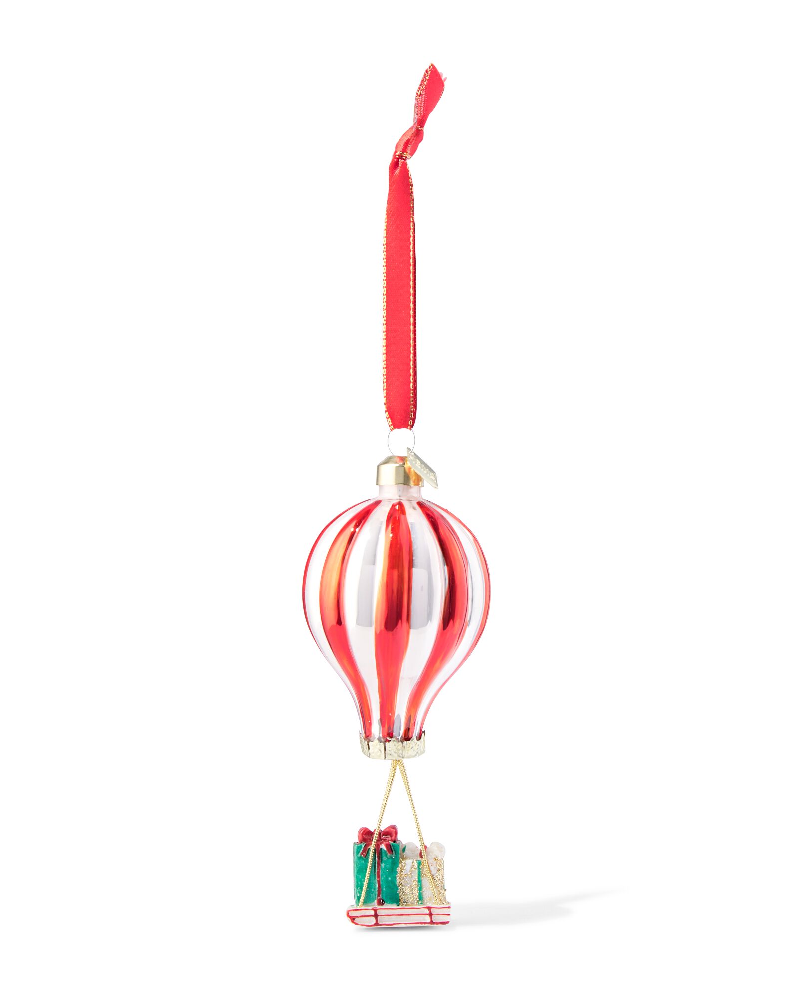 kersthanger 8cm glas luchtballon met slee - 25102023 - HEMA