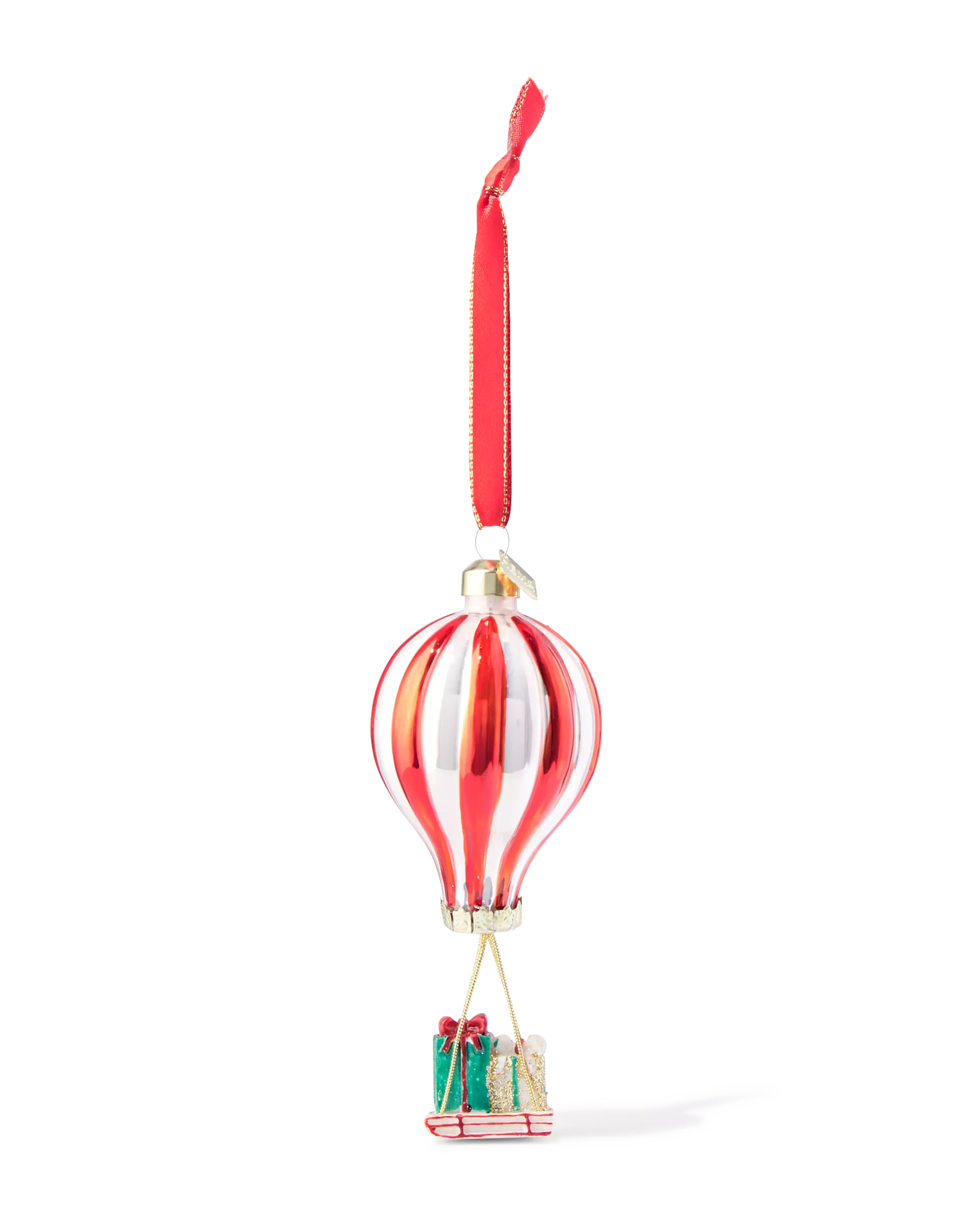 décoration de Noël à suspendre 8 cm verre montgolfière avec traîneau