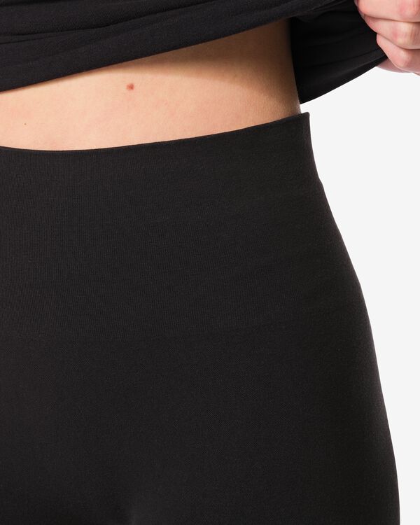 licht corrigerende biker hoge taille naadloos katoen zwart zwart - 21550200BLACK - HEMA