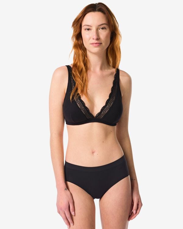 culotte hipster femme sans coutures microfibre avec dentelle noir noir - 19620986BLACK - HEMA