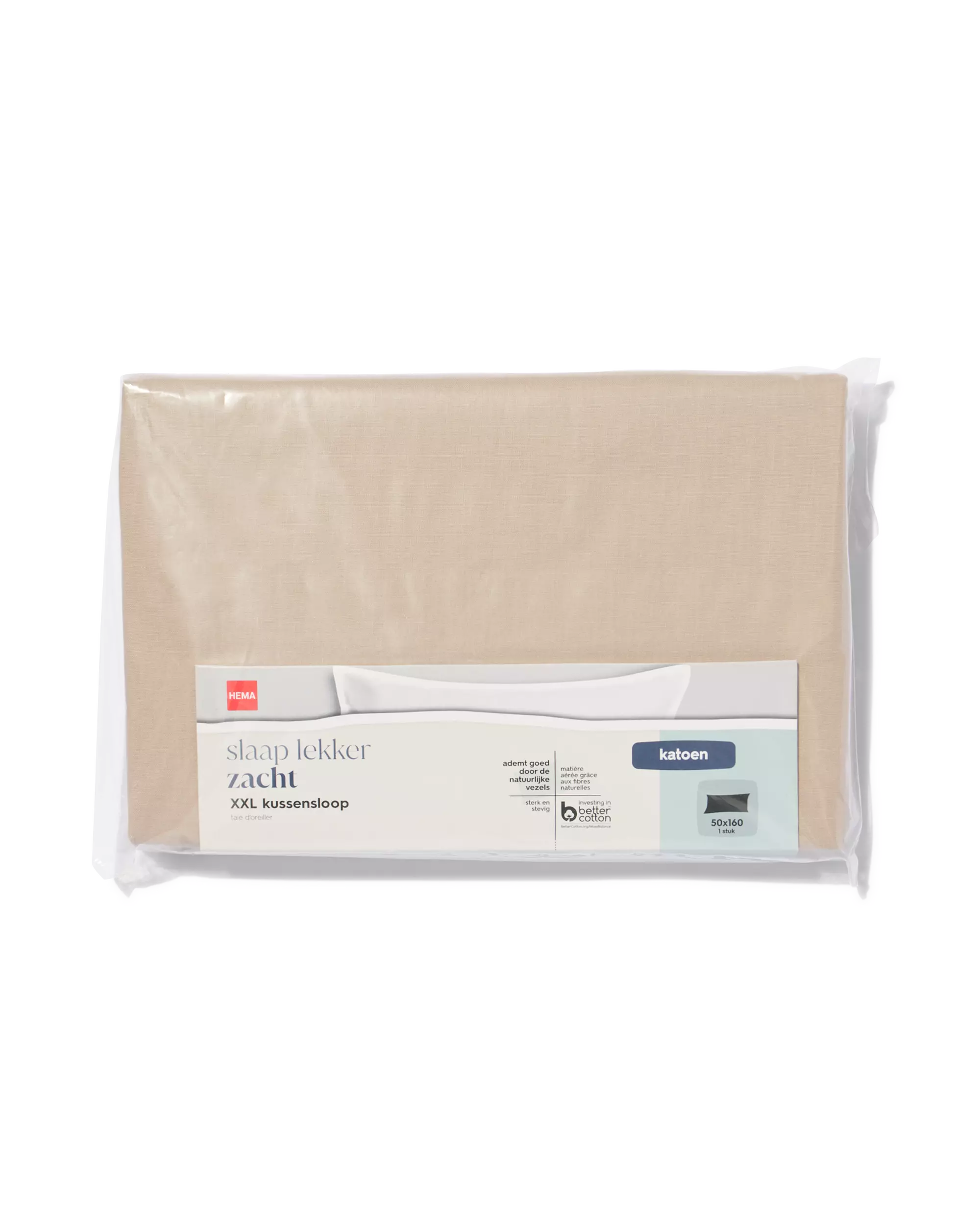 taie d'oreiller 50x160cm coton doux sable