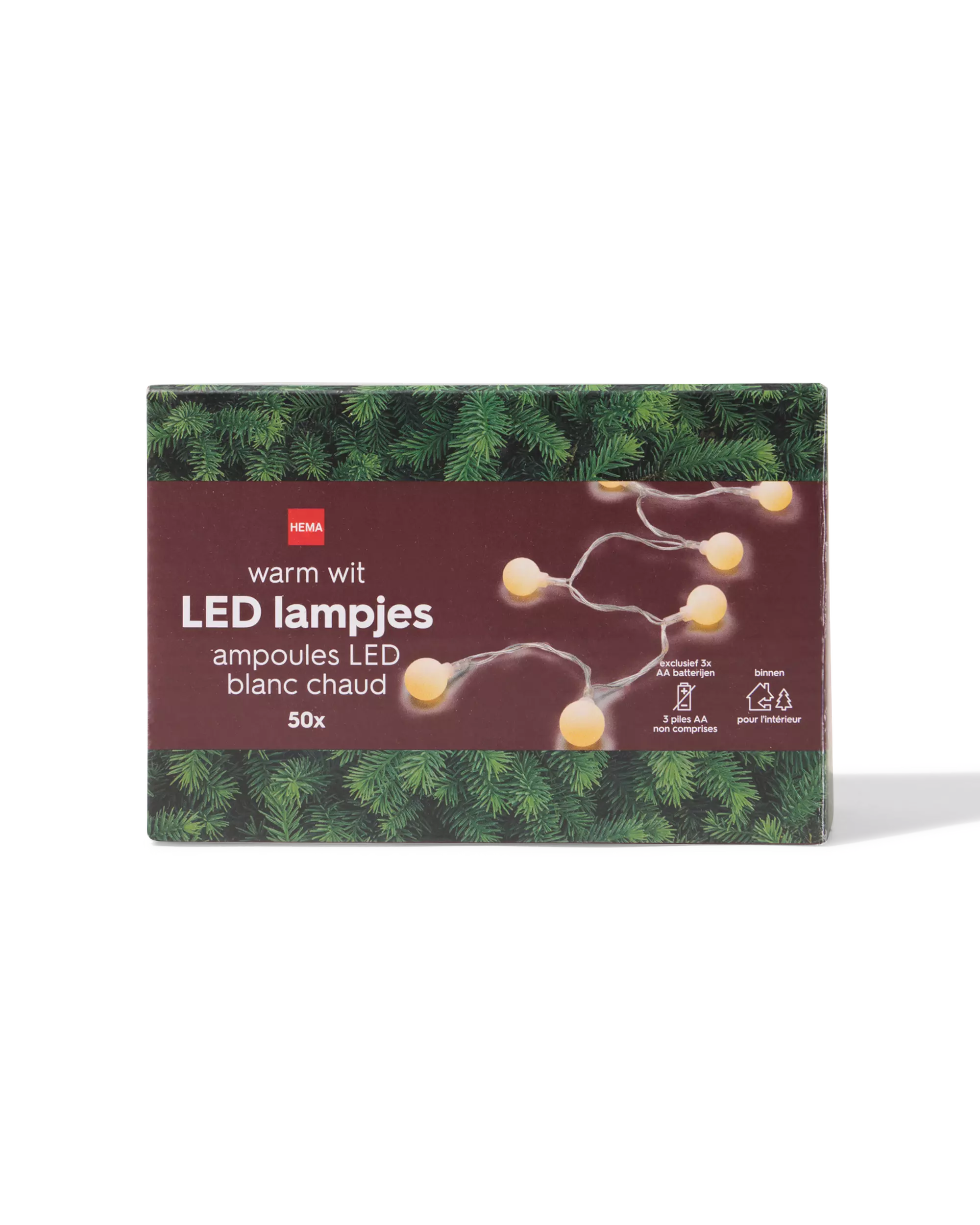 guirlande lumineuse 5,1 m avec 50 LED boules pour l'intérieur