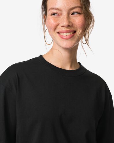 dames T-shirt Do relaxed fit  zwart zwart - 36304310BLACK - HEMA