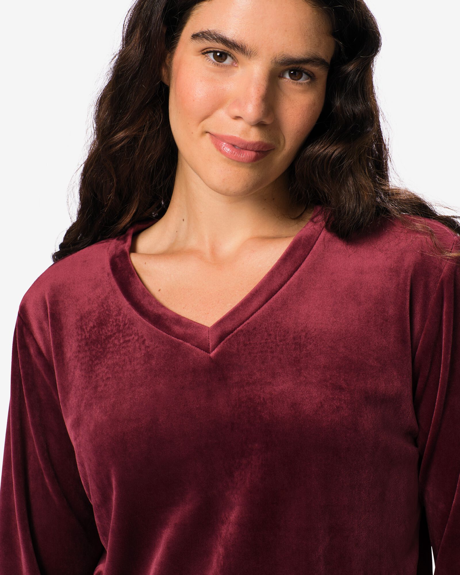 haut femme velours rouge fonc&eacute; rouge fonc&eacute; - 23401220DARKRED - HEMA