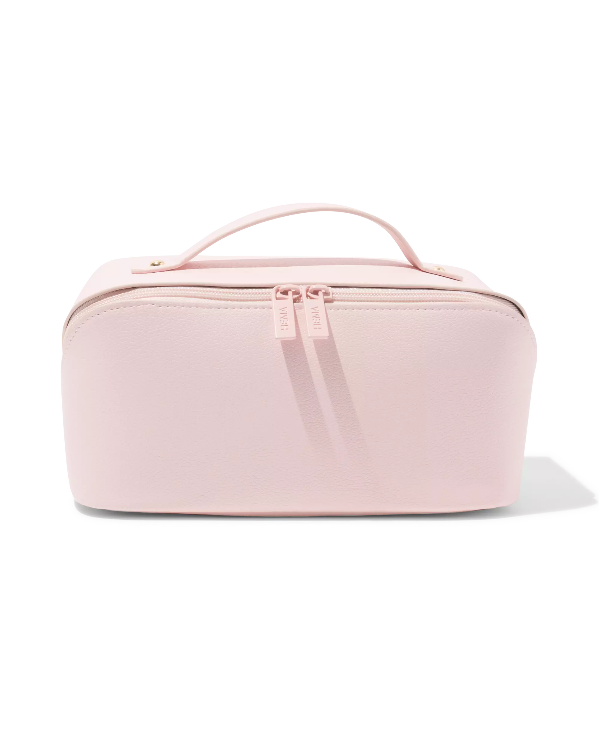toilettas met diagonale rits 24x12x12cm roze