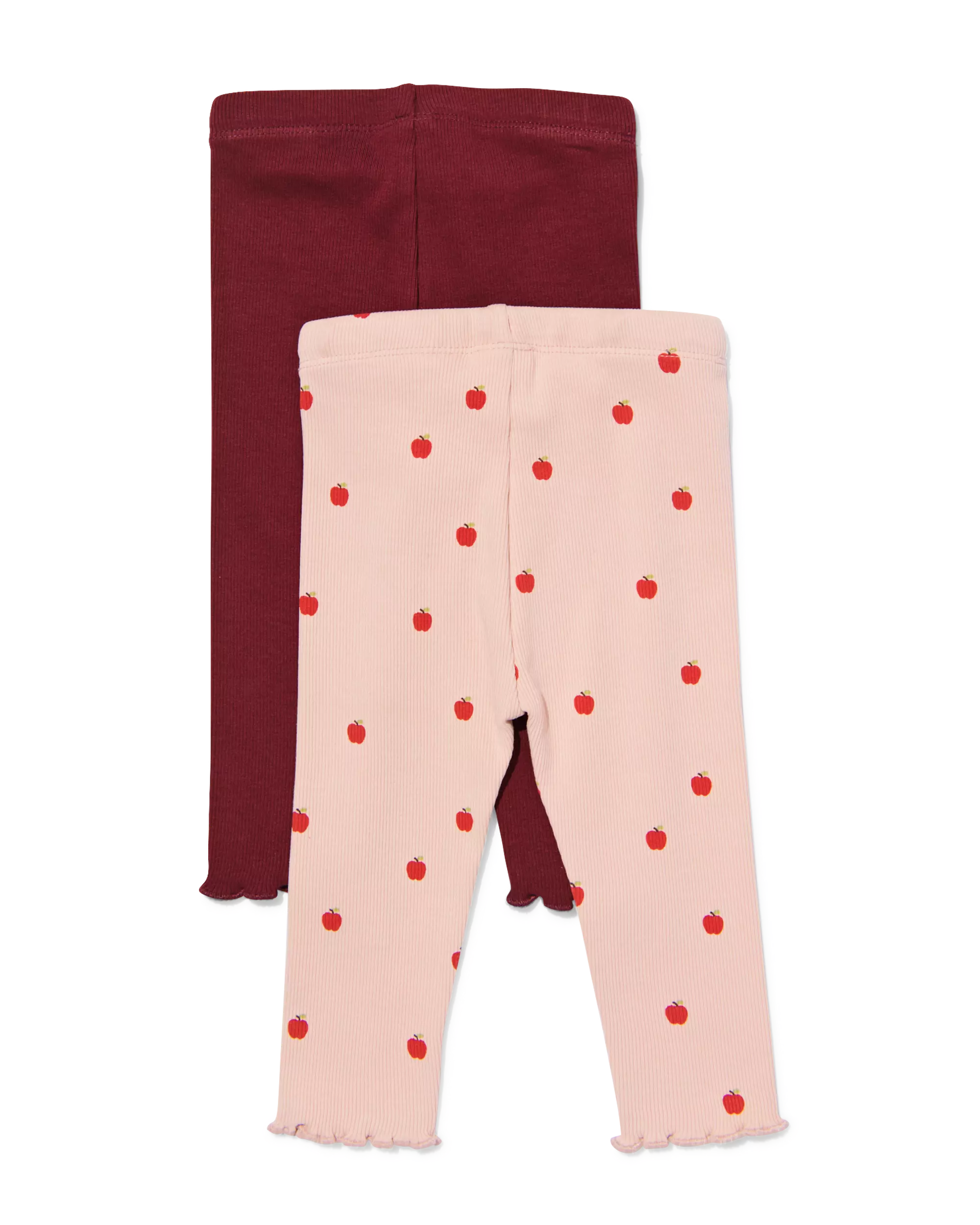 Babyleggings, anliegend, gerippt, Äpfel – 2 Stück
