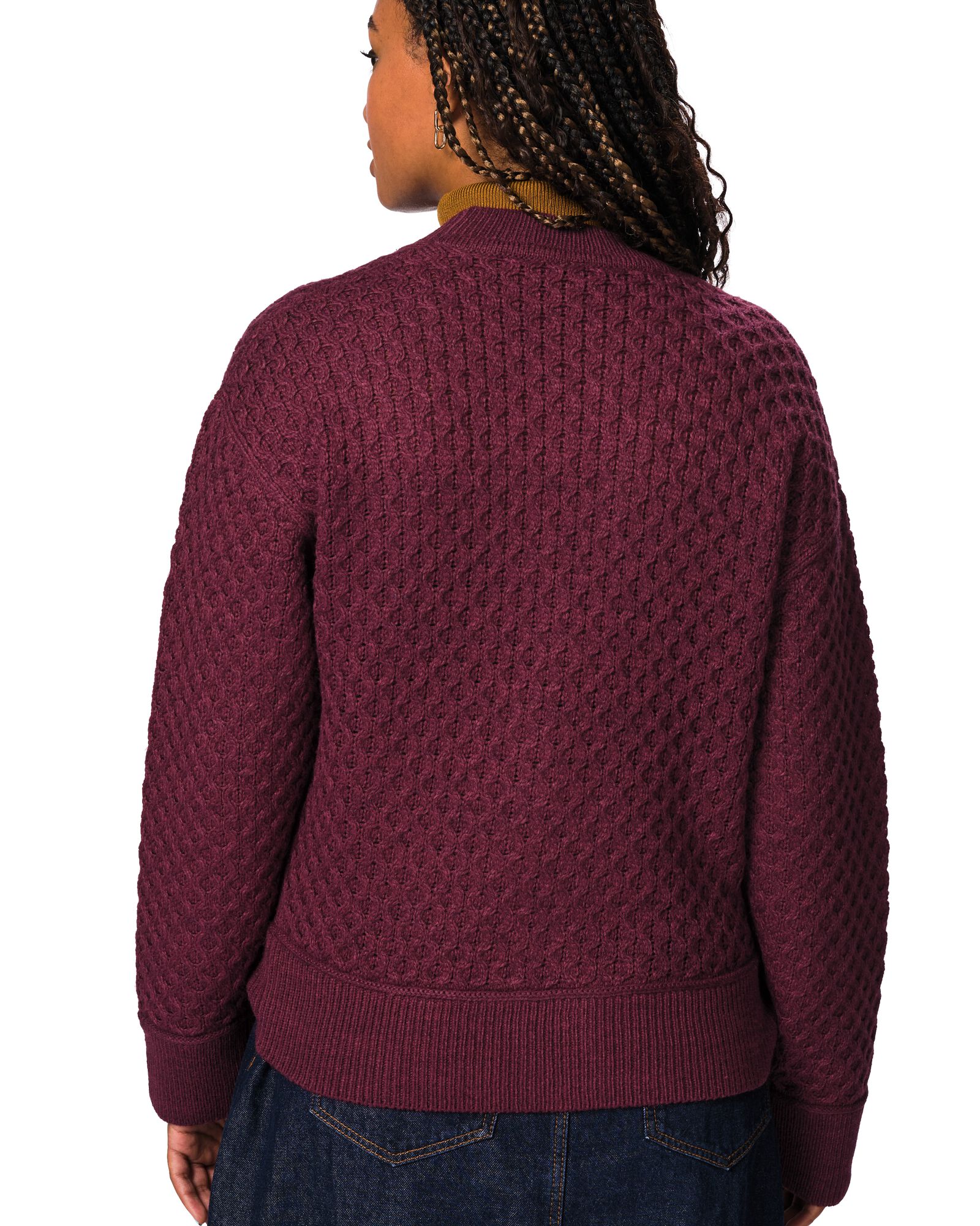 cardigan femme grosse maille acrylique bordeaux bordeaux - 36307380BURGUNDYRED - HEMA