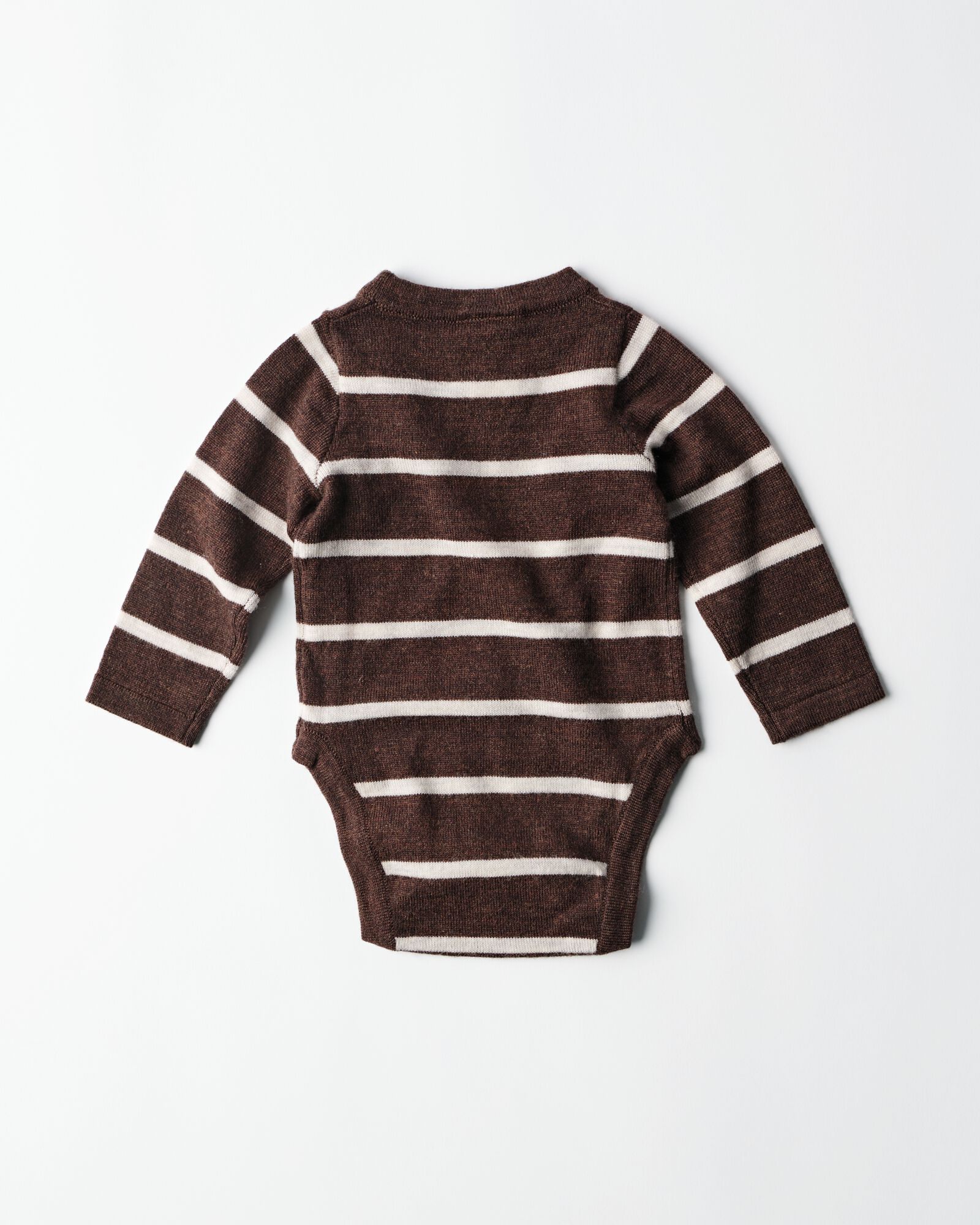 body crois&eacute; &eacute;volutif nouveau-n&eacute; laine m&eacute;rinos rayures marron 50/56 - 33462721 - HEMA