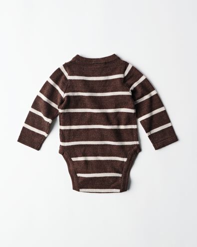 body crois&eacute; &eacute;volutif nouveau-n&eacute; laine m&eacute;rinos rayures marron 50/56 - 33462721 - HEMA
