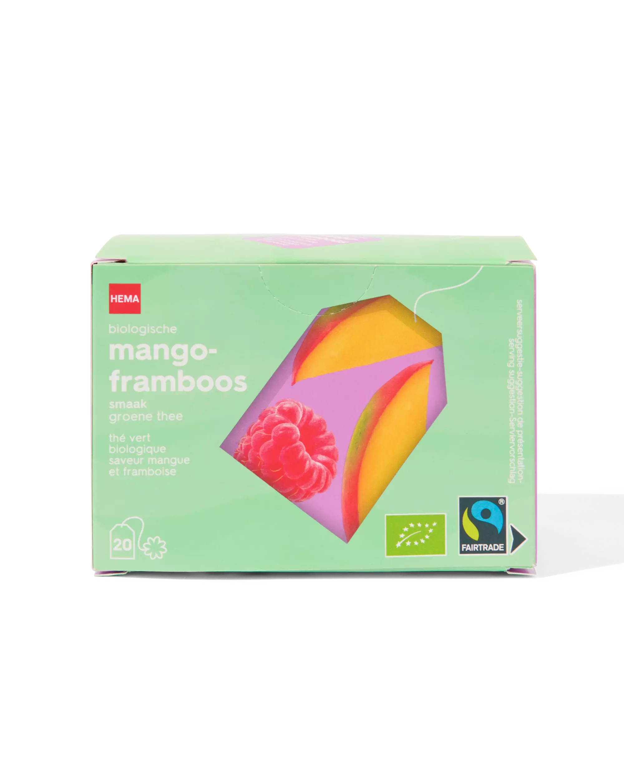 thé vert biologique mangue framboise - lot de 20