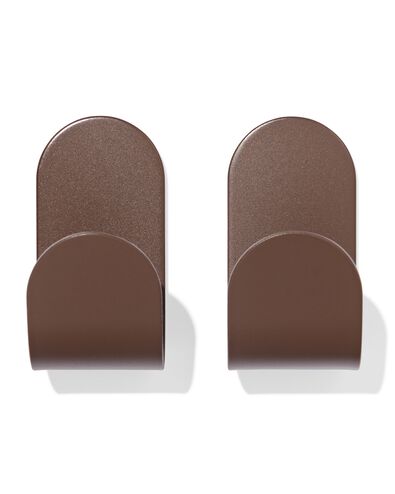 crochet adh&eacute;sif 5x2, 5cm acier inoxydable marron - 2 pi&egrave;ces - 80300182 - HEMA