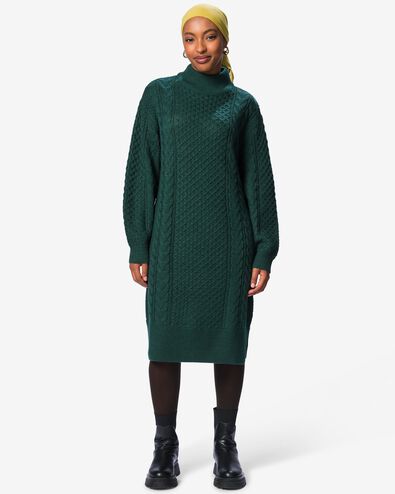 Damenkleid Zelda, Regular Fit, Zopfmuster  meergr&uuml;n meergr&uuml;n - 36214630SEAGREEN - HEMA