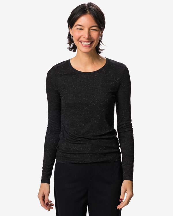 dames T-shirt zwart zwart - 36214960BLACK - HEMA