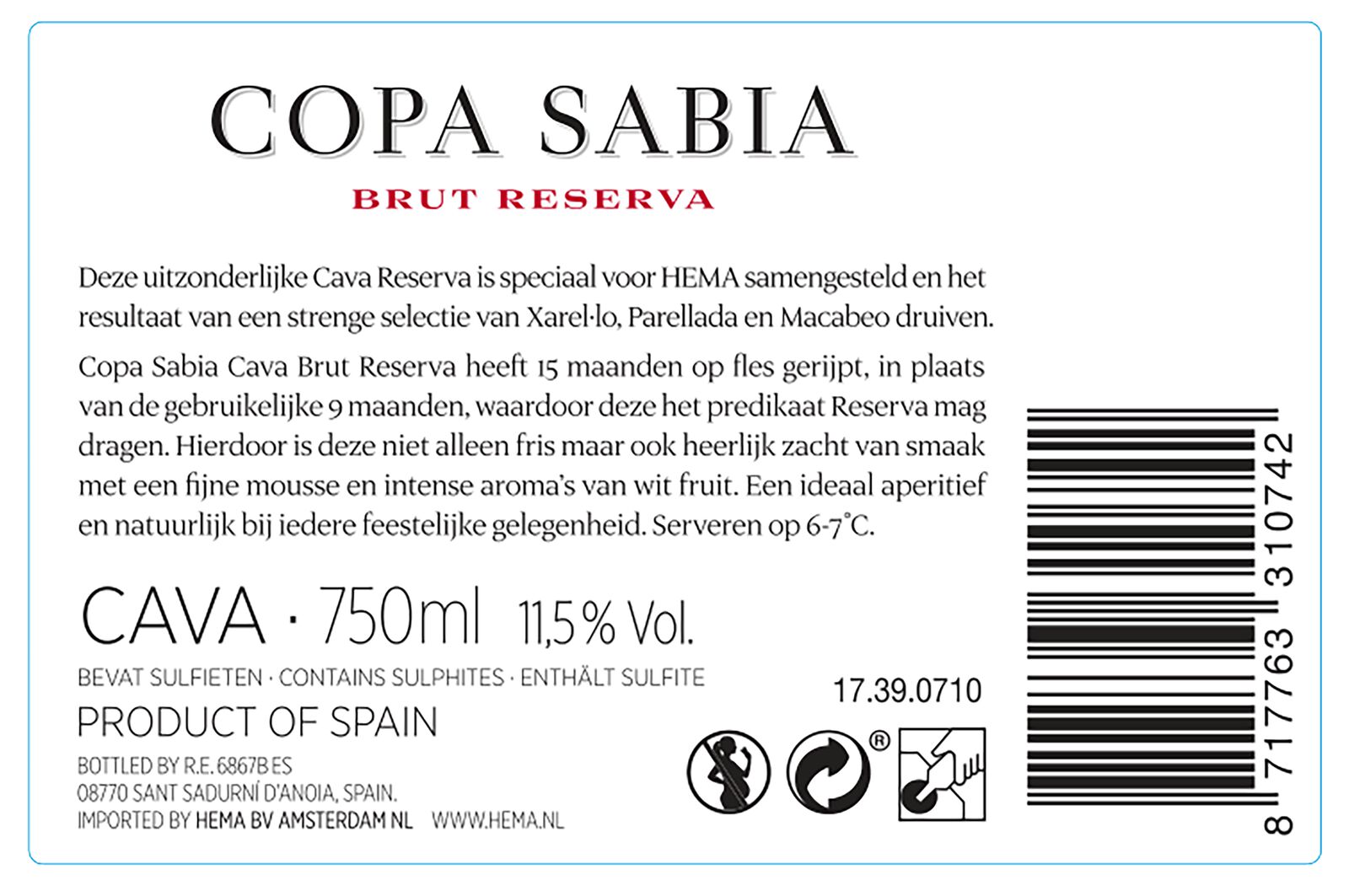 Copa Sabia cava brut 0.75L - 17390710 - HEMA