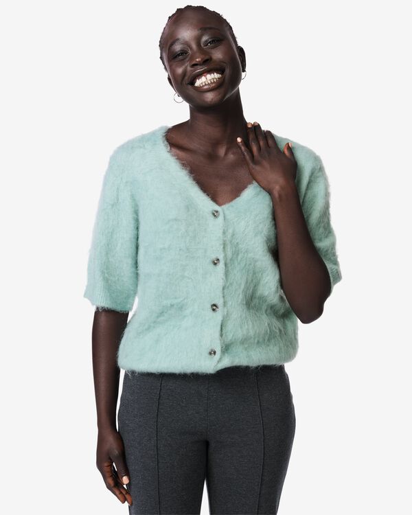 damesvest Henna fijngebreid lichtgroen lichtgroen - 36214250LIGHTGREEN - HEMA