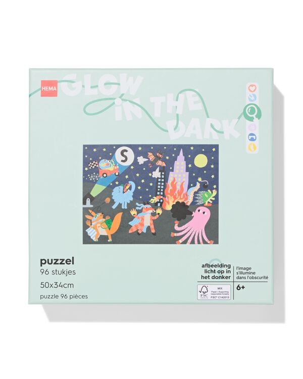puzzel 50x34cm glow in the dark 96 stukjes