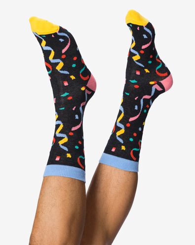 sokken met katoen lets party zwart - 4103405BLACK - HEMA