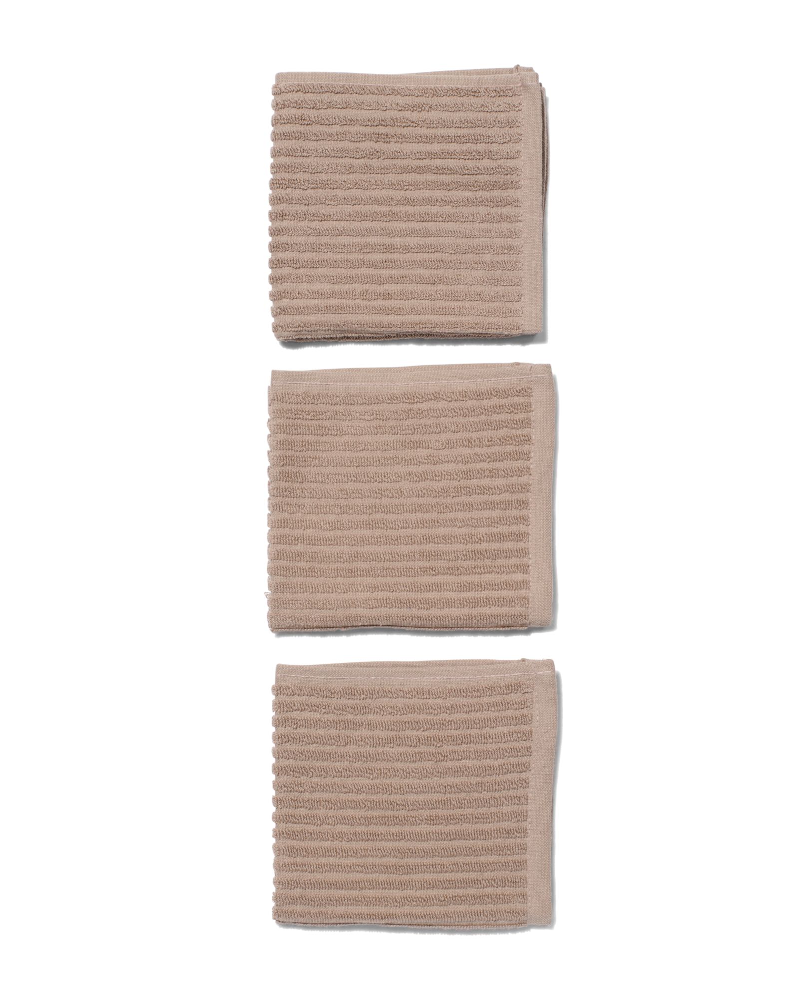 vaatdoekjes 30x30 katoen bruin - 3 stuks - 5410115 - HEMA