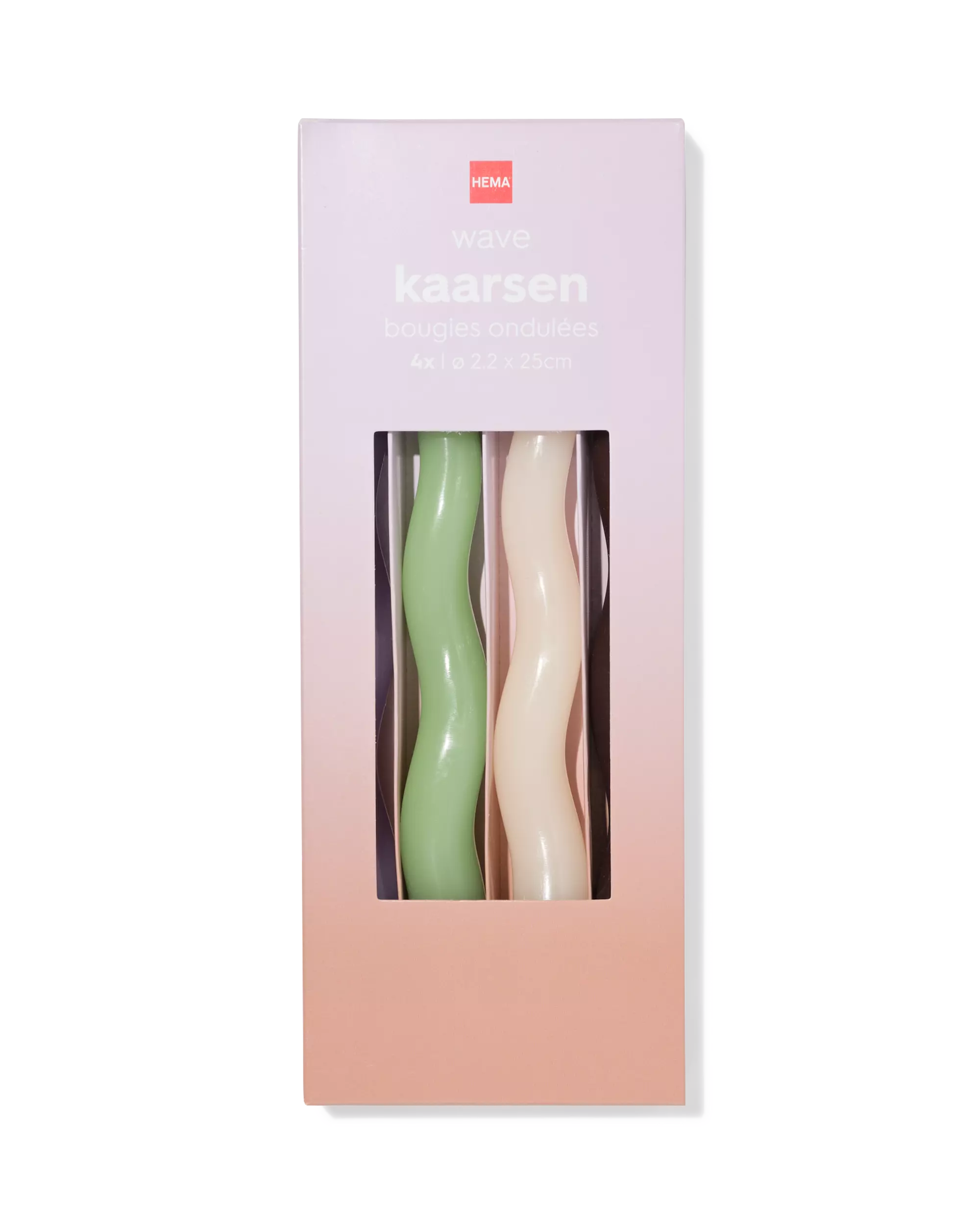 bougies longues ⌀2,2x25cm vague lilas-marron - 4 pièces
