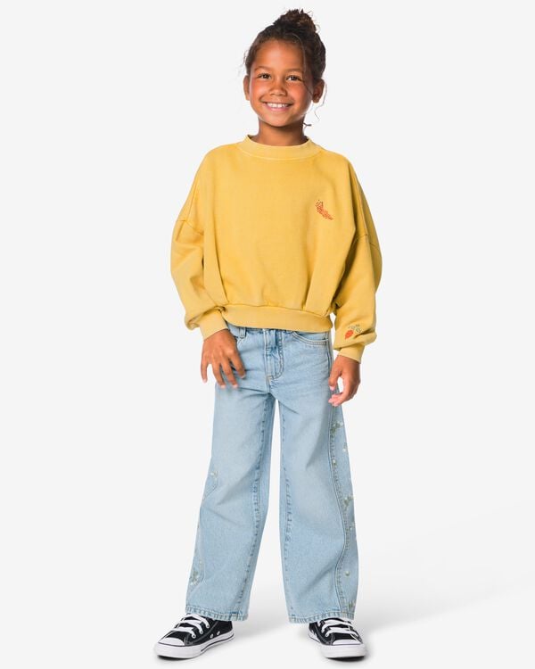 jean enfant coupe large fleurs denim denim - 30879145DENIM - HEMA