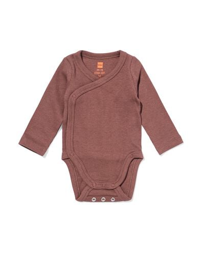 baby meegroei body rib bruin bruin - 33457420BROWN - HEMA
