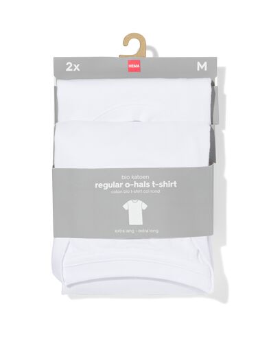 heren t-shirt regular fit o-hals extra lang - 2 stuks wit wit - 34277060WHITE - HEMA