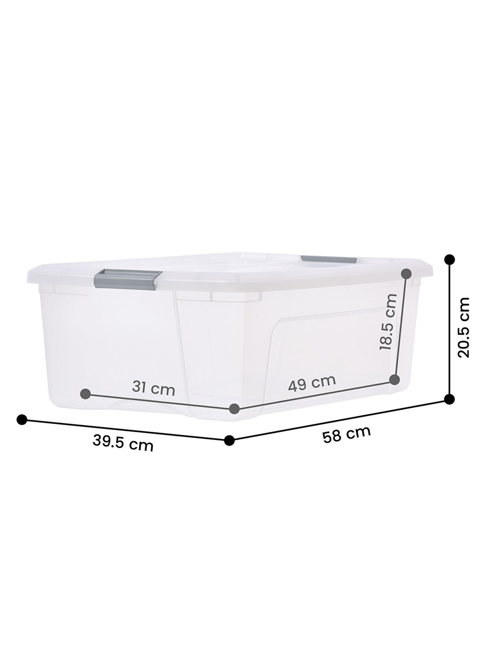 bo&icirc;te de rangement 30L Tokyo transparent 58x39.5x20.5 recycl&eacute;e 58 x 39.5 x 20.5 Tokyo - 39810408 - HEMA