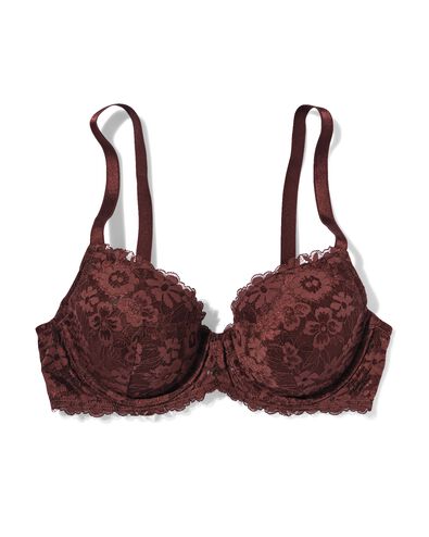 voorgevormde kanten bh met beugel donkerbruin - 21803870DARKBROWN - HEMA