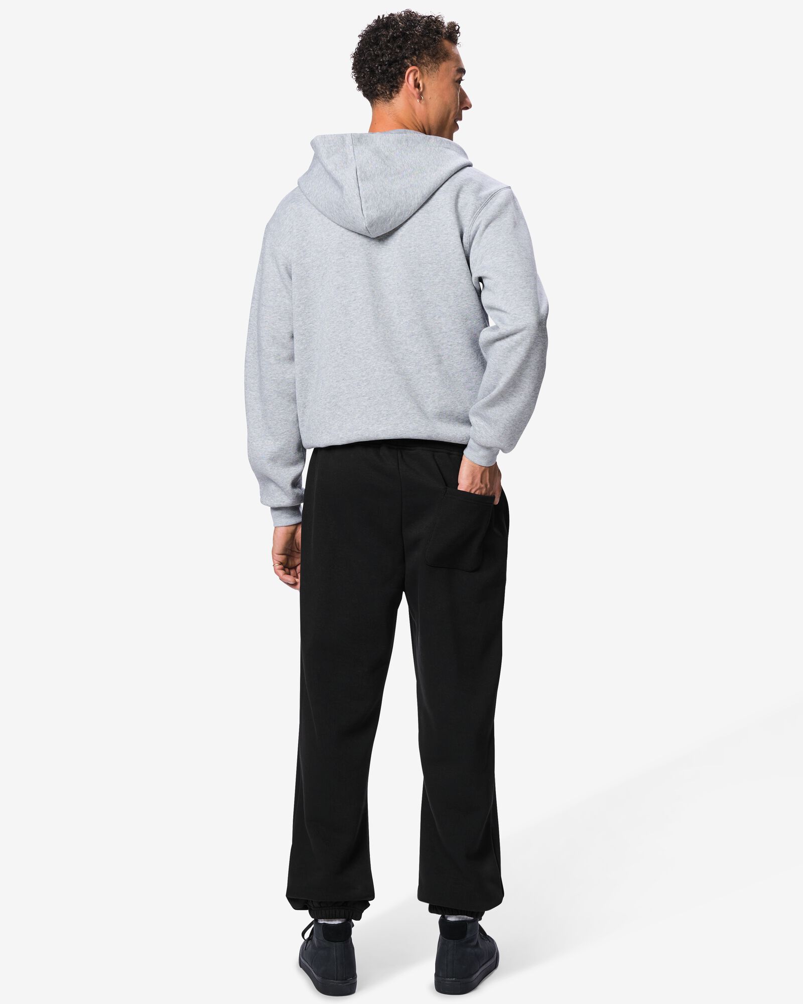 herenbroek Carlson regular fit sweatstof zwart zwart - 2101260BLACK - HEMA