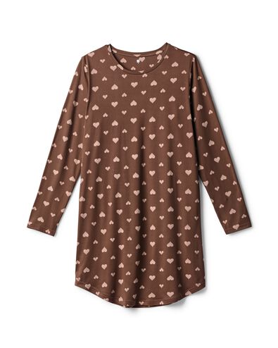 chemise de nuit femme tissu bross&eacute; micro c&oelig;urs marron marron - 23401814BROWN - HEMA