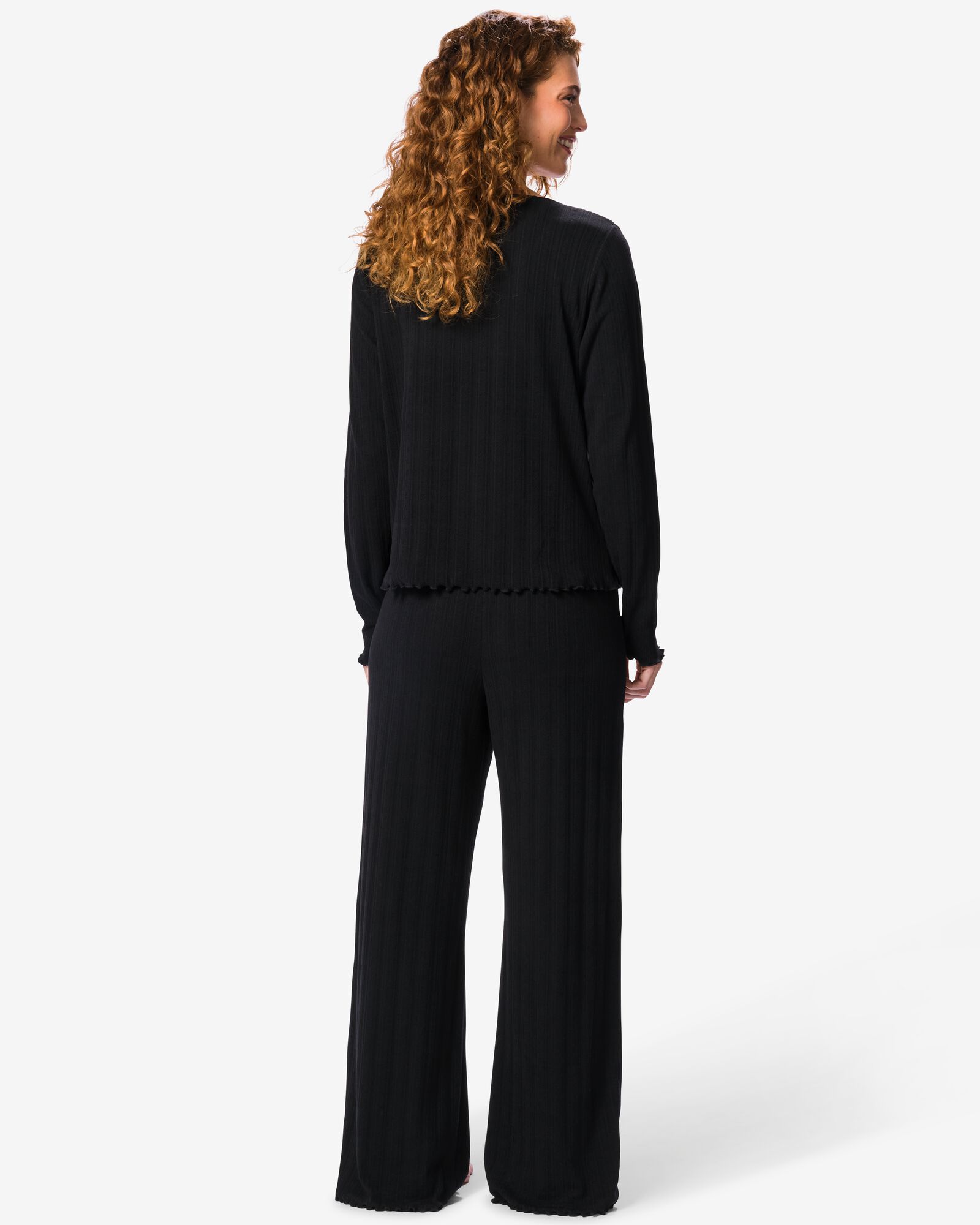 pyjama femme ajour&eacute; c&oelig;urs noir noir - 23401689BLACK - HEMA