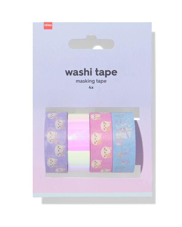 Washi Tape 5 m Katzen &ndash; 4 St&uuml;ck - 14102200 - HEMA