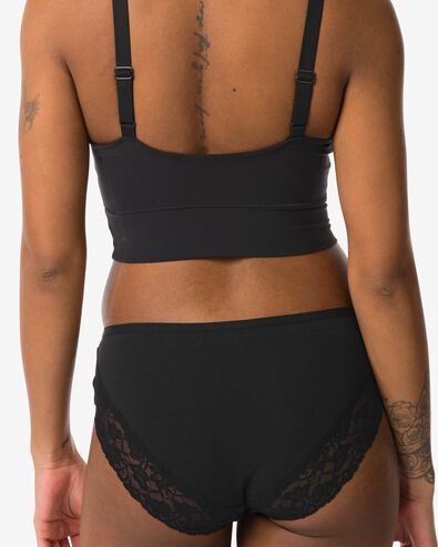 Damen-Hipster, Baumwolle, mit Spitze schwarz schwarz - 19642264BLACK - HEMA