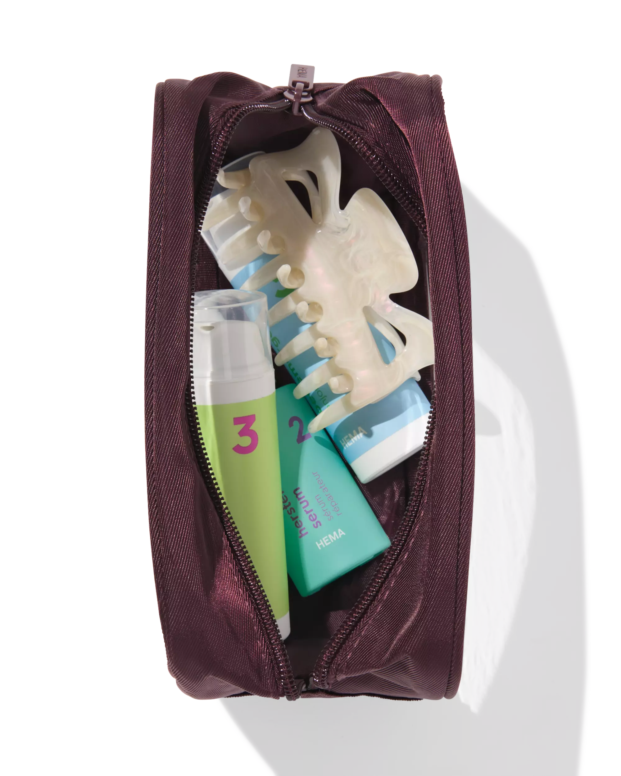 toilettas 12x18cm transparant bordeaux