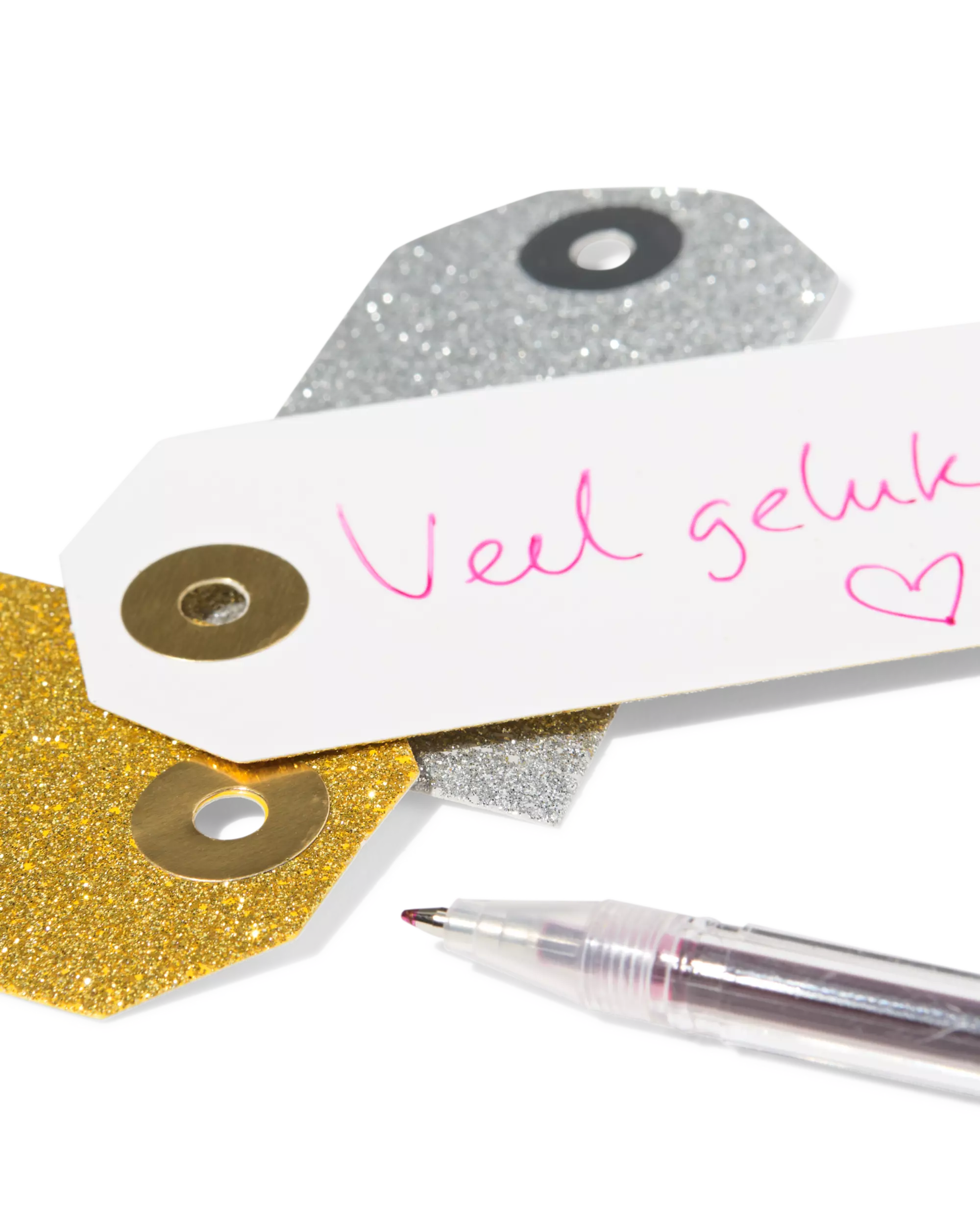 cadeaulabels glitter - 12 stuks
