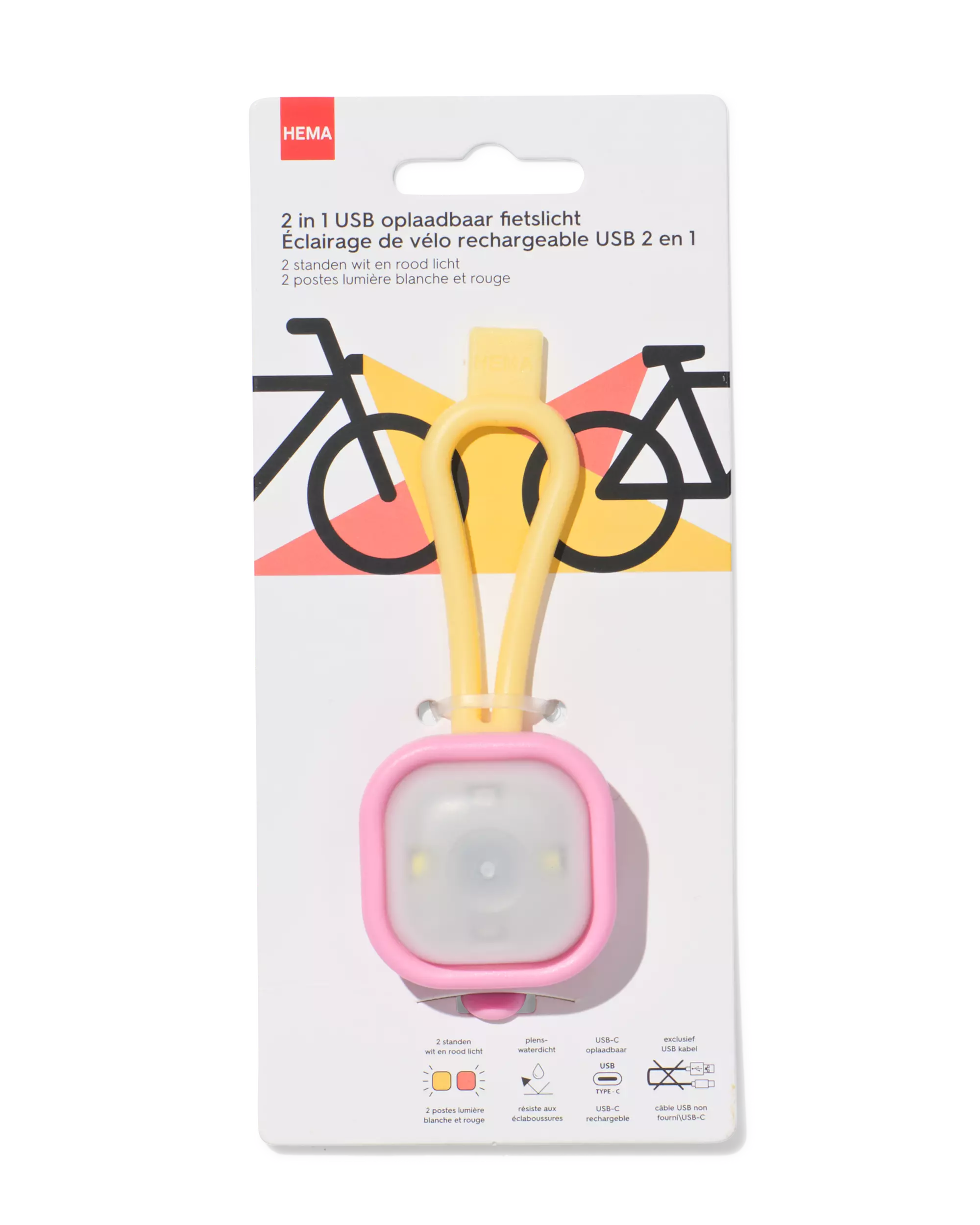 USB-Fahrradlampe, Front- und Rücklicht, Cremeschnitte