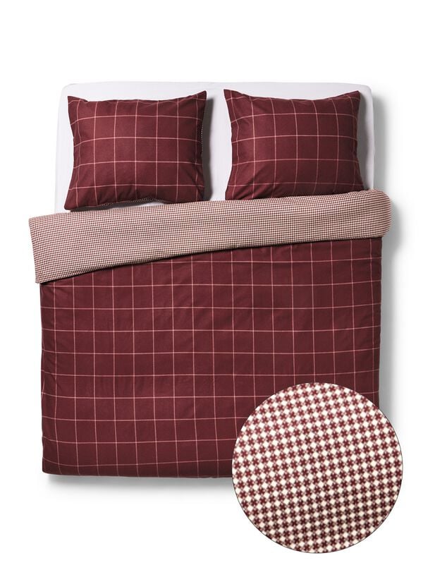 housse de couette 240x200/220cm flanelle &agrave; carreaux bordeaux - 5720435 - HEMA