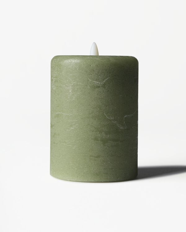 bougie pilier LED ⌀7,5 x 10 cm rustique verte - 13550231 - HEMA