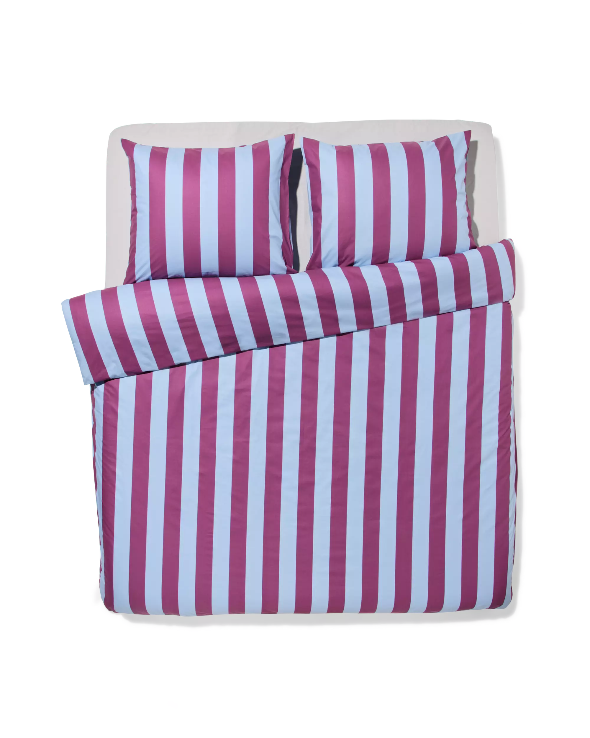 housse de couette 240x200/220cm coton doux rayé bleu-violet