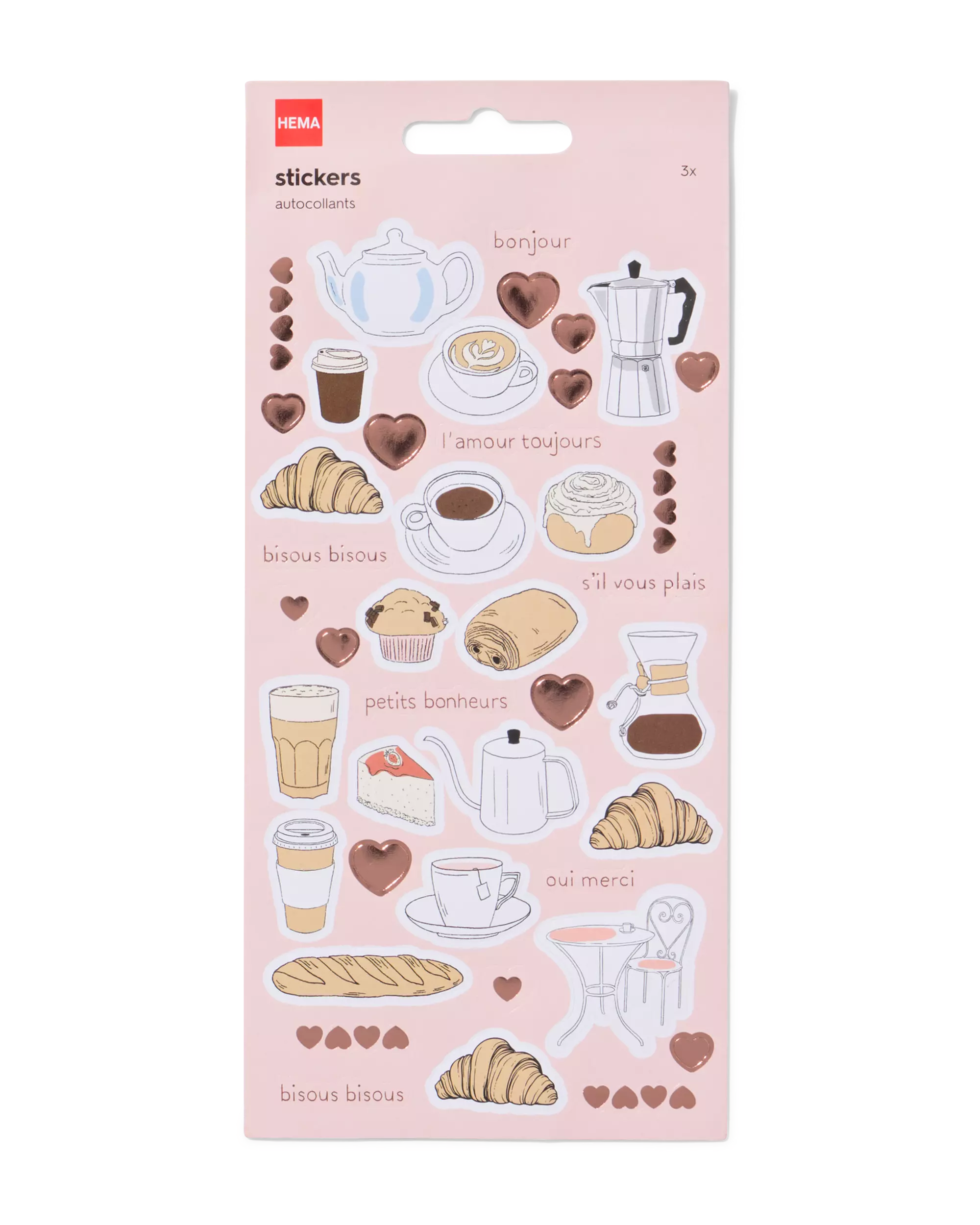 feuilles d'autocollants café et petit-déjeuner - lot de 3
