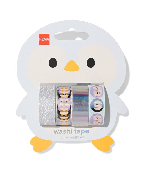 Washi Tape, 5 m &times; 1,5 cm, Pinguine &ndash; 4 St&uuml;ck - 14101469 - HEMA