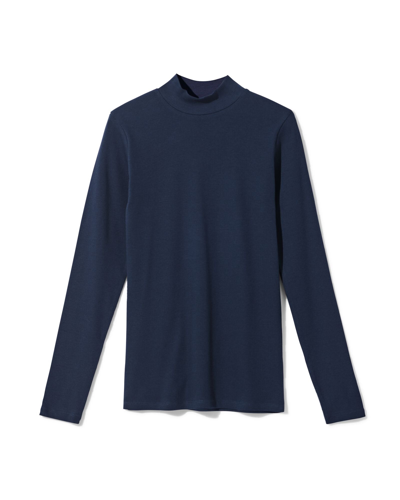 dames T-shirt Clara regular fit rib donkerblauw donkerblauw - 36306390DARKBLUE - HEMA