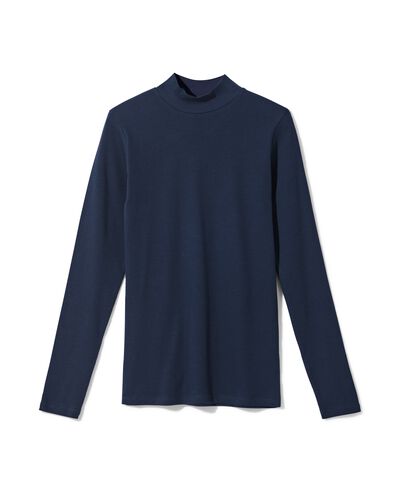 dames T-shirt Clara regular fit rib donkerblauw donkerblauw - 36306390DARKBLUE - HEMA